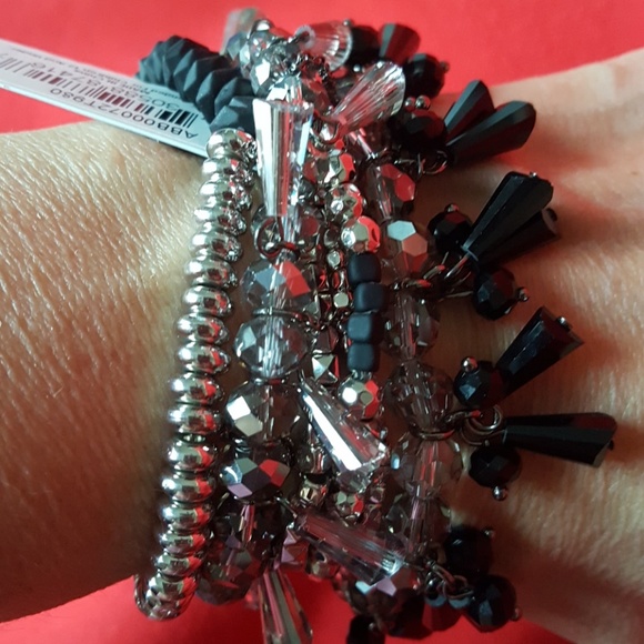 ABS ALLEN SCHWARTZ BEADED STRETCH BRACELET SET 6PC - Picture 4 of 5